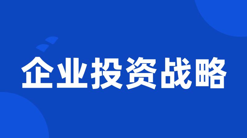 企业投资战略