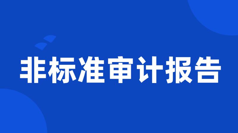 非标准审计报告