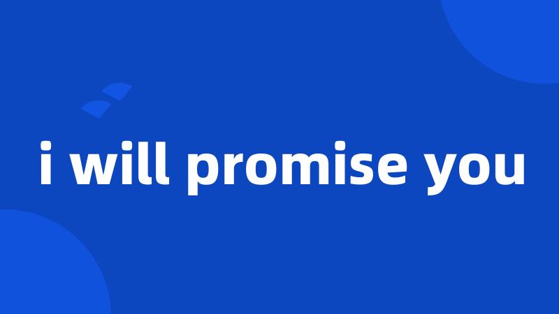 i will promise you