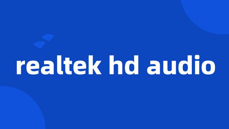 realtek hd audio