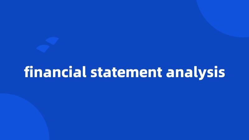 financial statement analysis