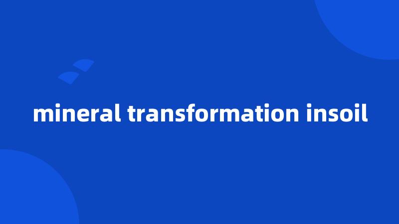 mineral transformation insoil