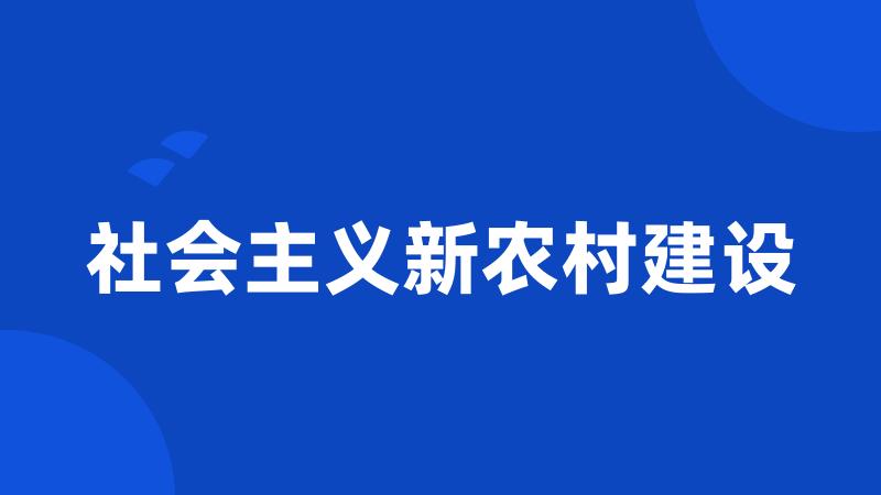 社会主义新农村建设