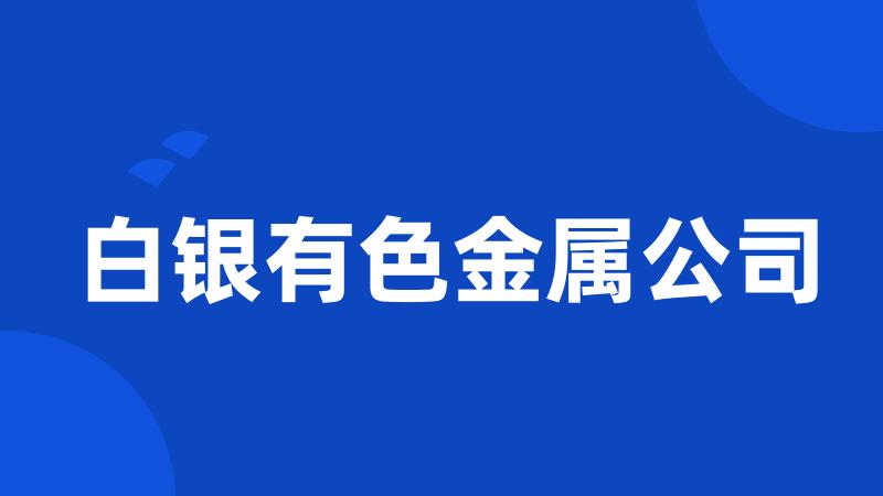 白银有色金属公司