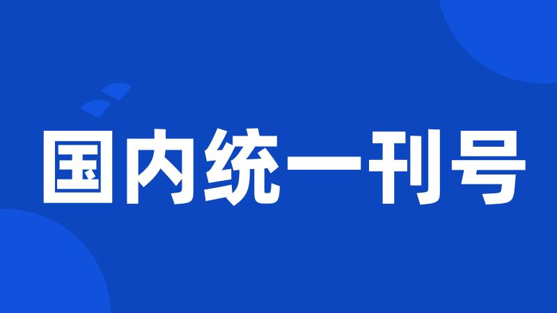 国内统一刊号