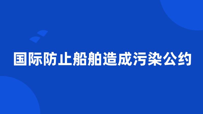 国际防止船舶造成污染公约