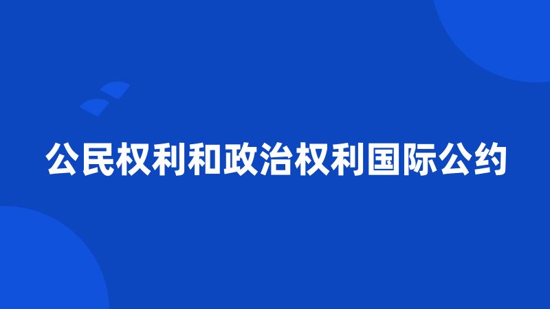 公民权利和政治权利国际公约