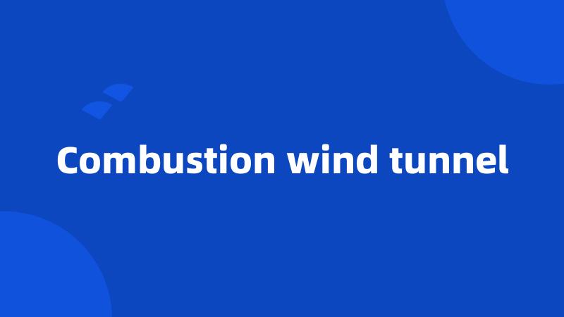 Combustion wind tunnel