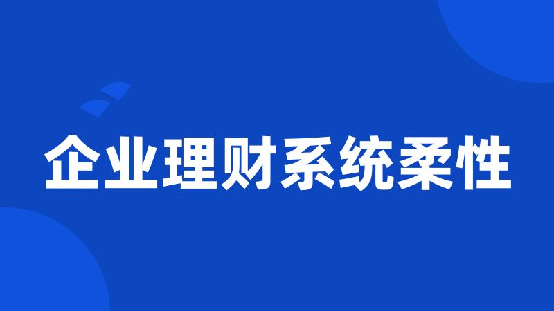 企业理财系统柔性