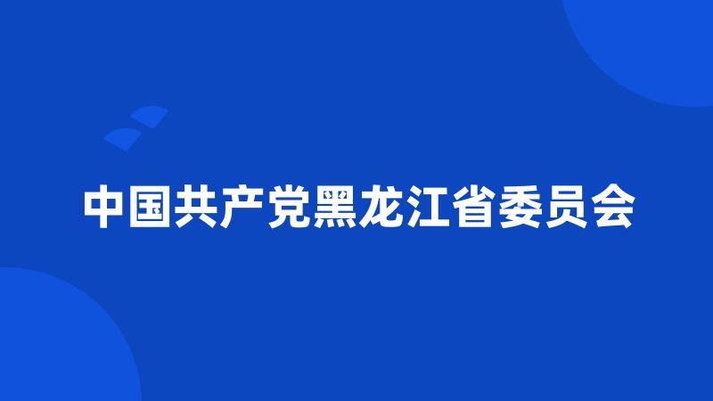 中国共产党黑龙江省委员会