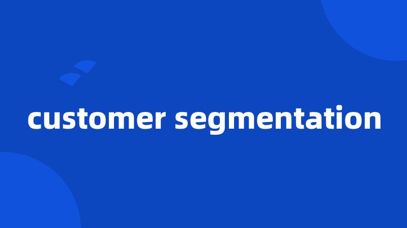 customer segmentation