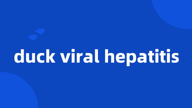 duck viral hepatitis