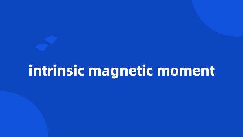 intrinsic magnetic moment