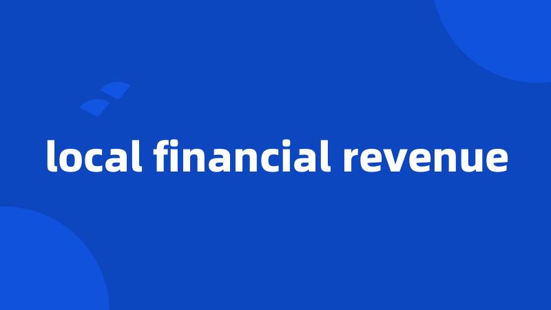 local financial revenue