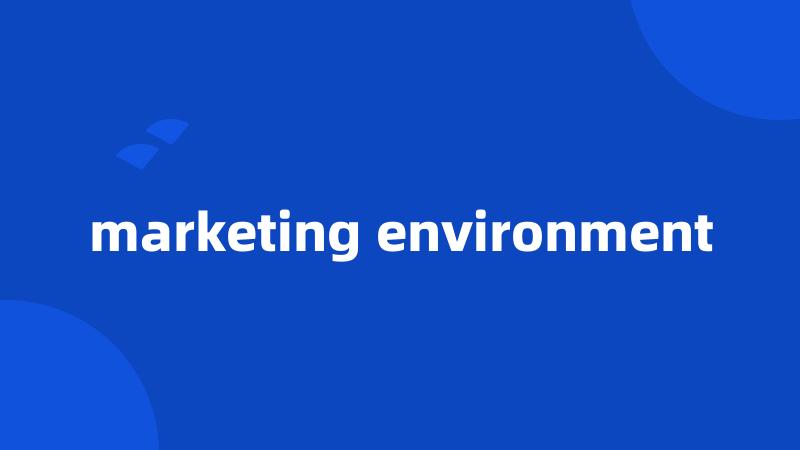 marketing environment