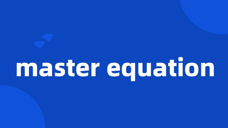 master equation