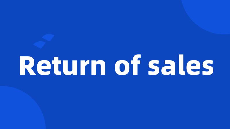 Return of sales