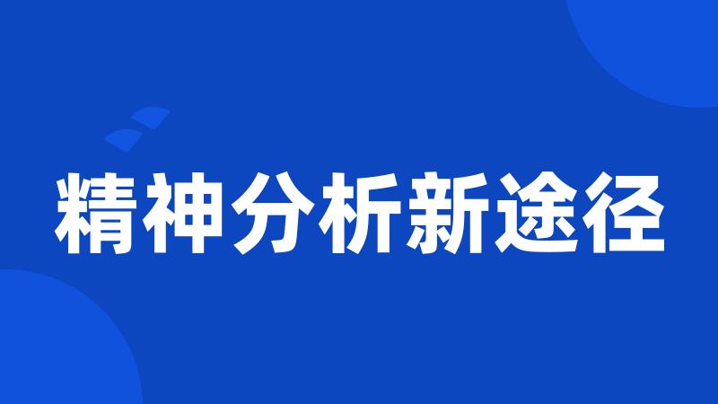 精神分析新途径