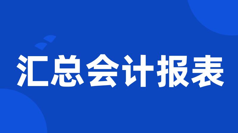 汇总会计报表