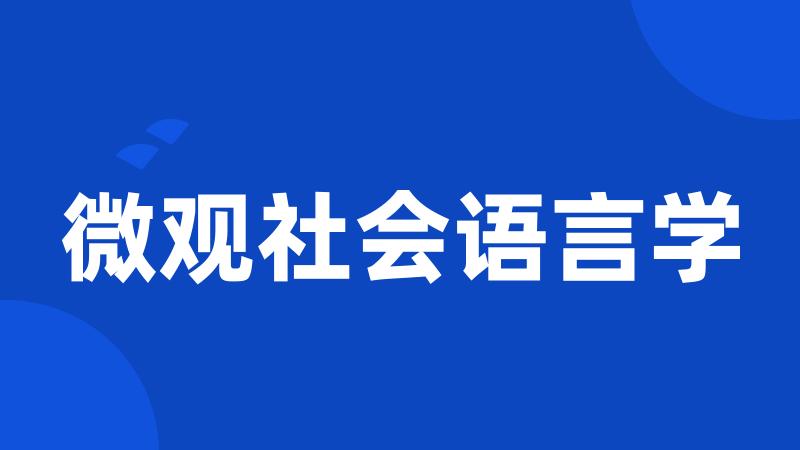 微观社会语言学