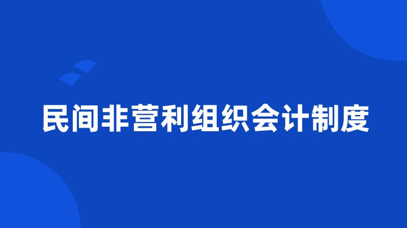 民间非营利组织会计制度