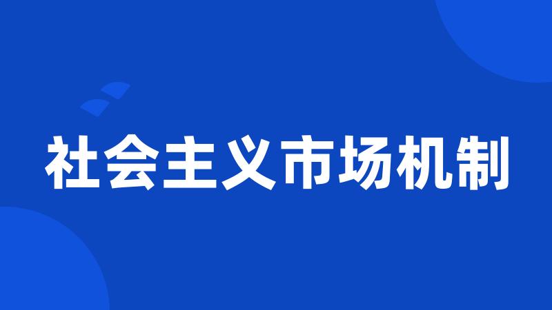 社会主义市场机制