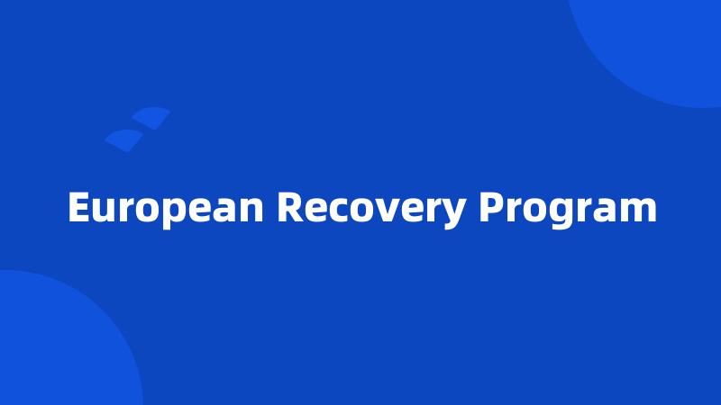 European Recovery Program