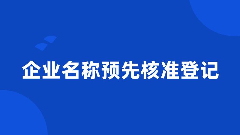 企业名称预先核准登记