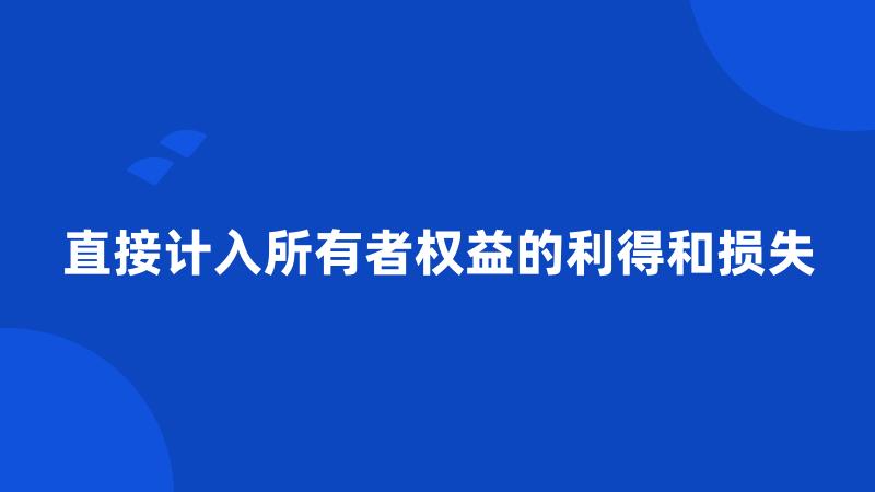 直接计入所有者权益的利得和损失