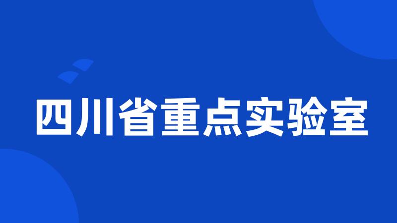 四川省重点实验室