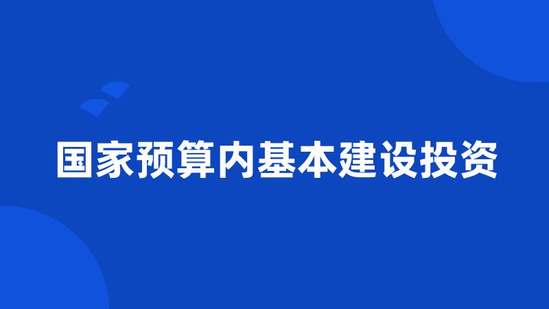 国家预算内基本建设投资