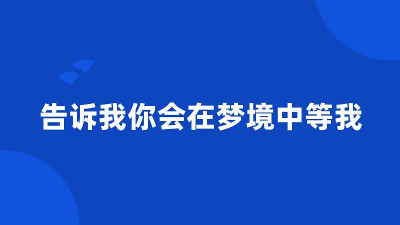 告诉我你会在梦境中等我