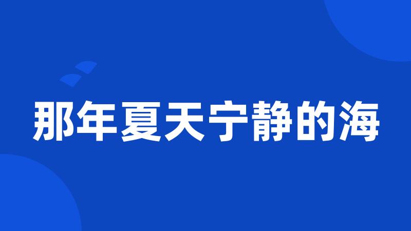 那年夏天宁静的海