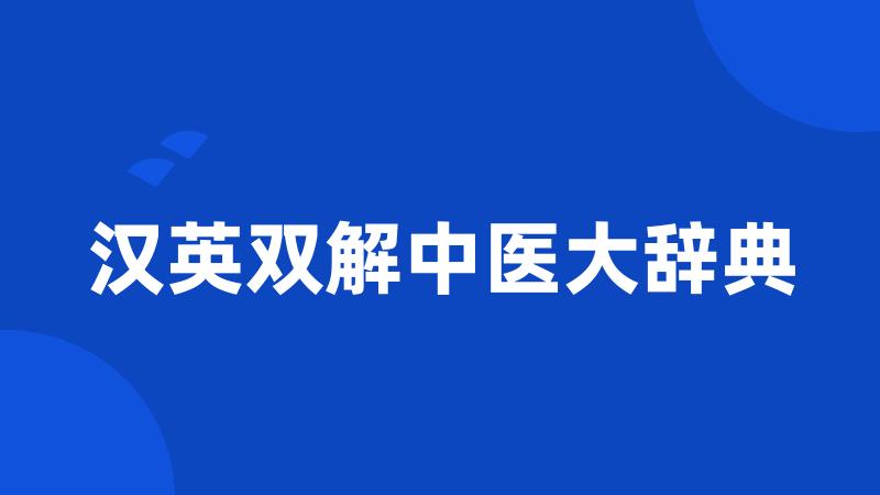 汉英双解中医大辞典