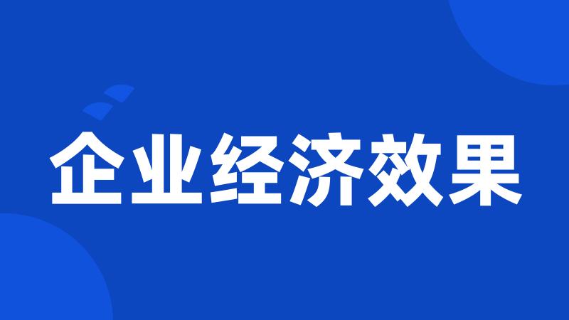 企业经济效果