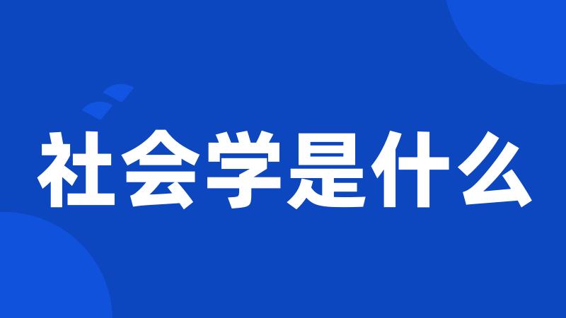 社会学是什么