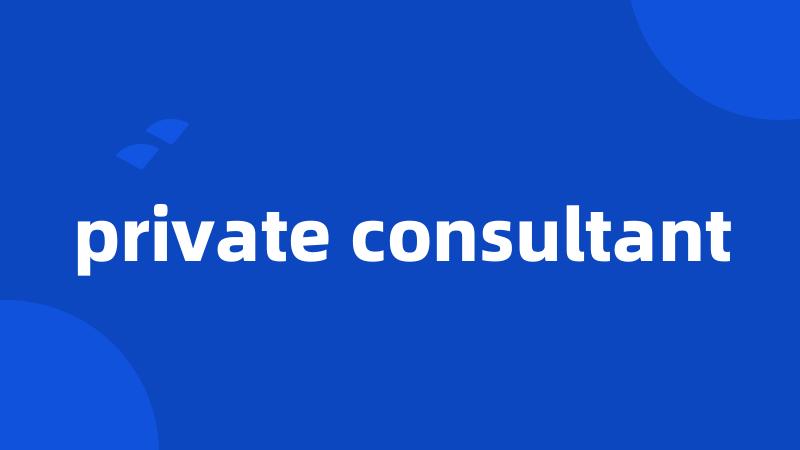 private consultant