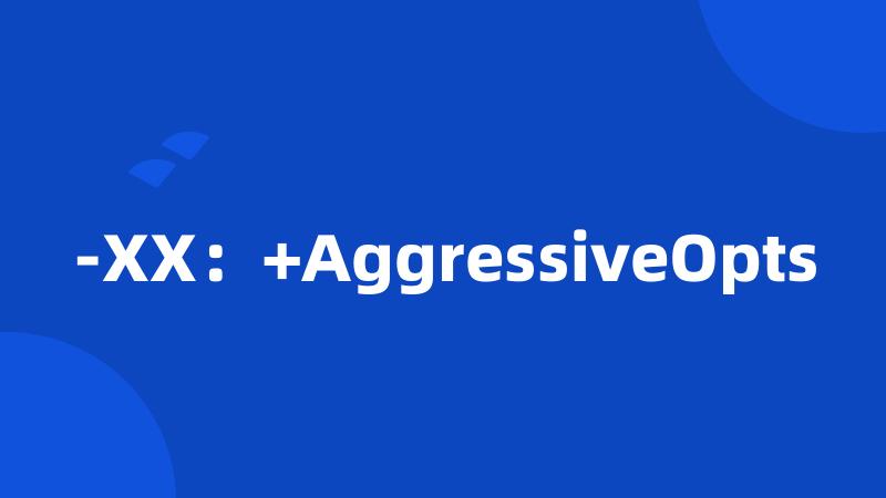 -XX：+AggressiveOpts