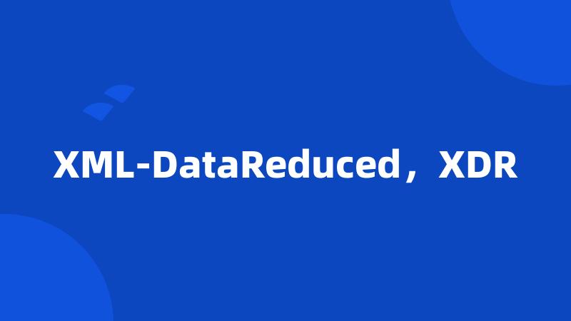 XML-DataReduced，XDR