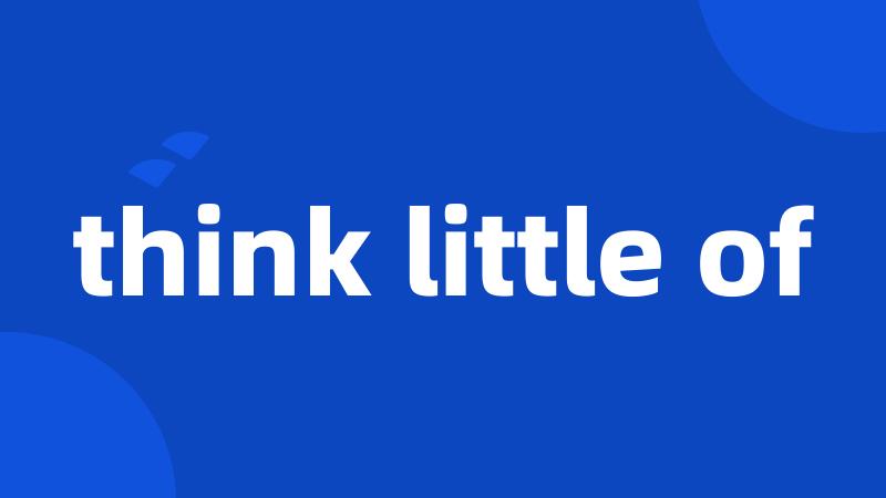 think little of