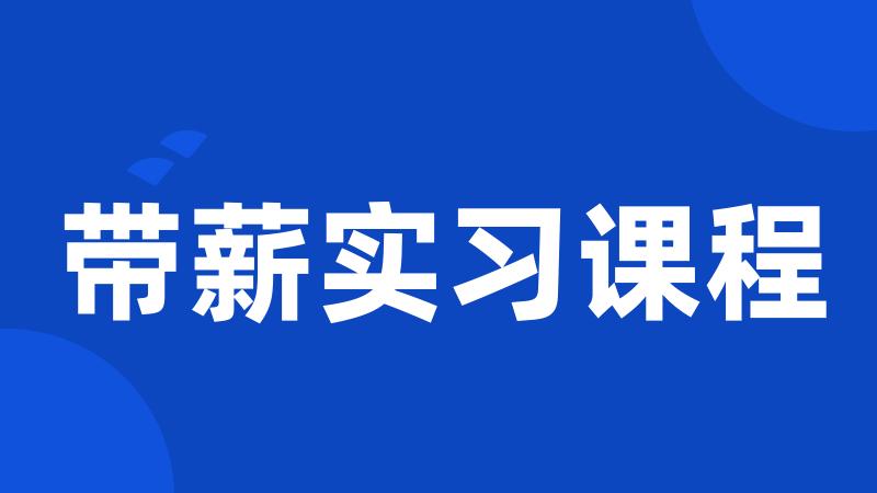 带薪实习课程