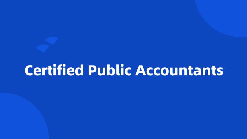 Certified Public Accountants