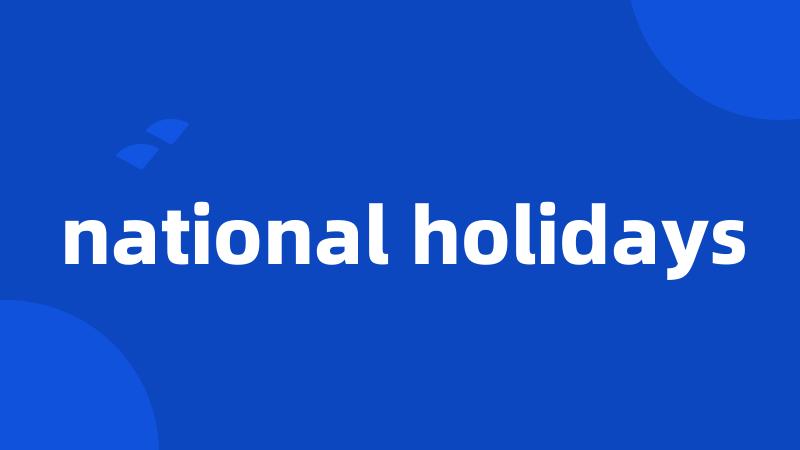 national holidays