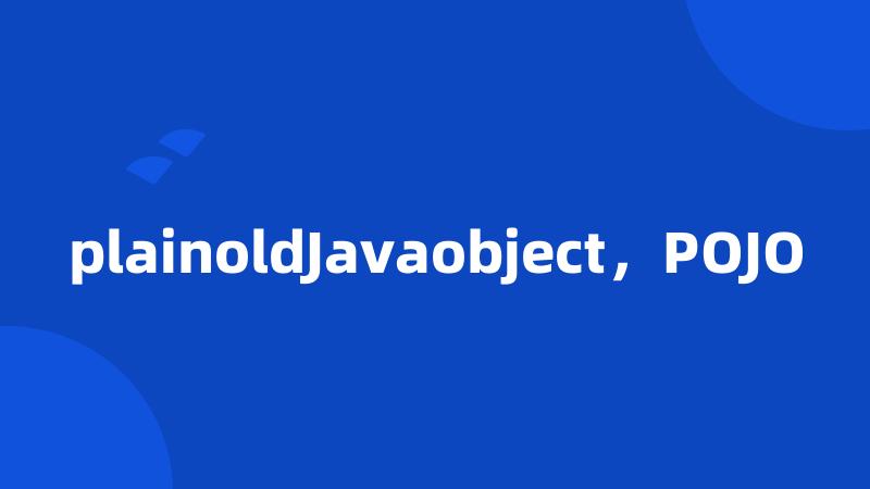 plainoldJavaobject，POJO