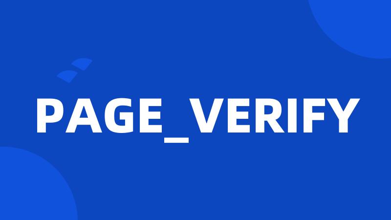 PAGE_VERIFY