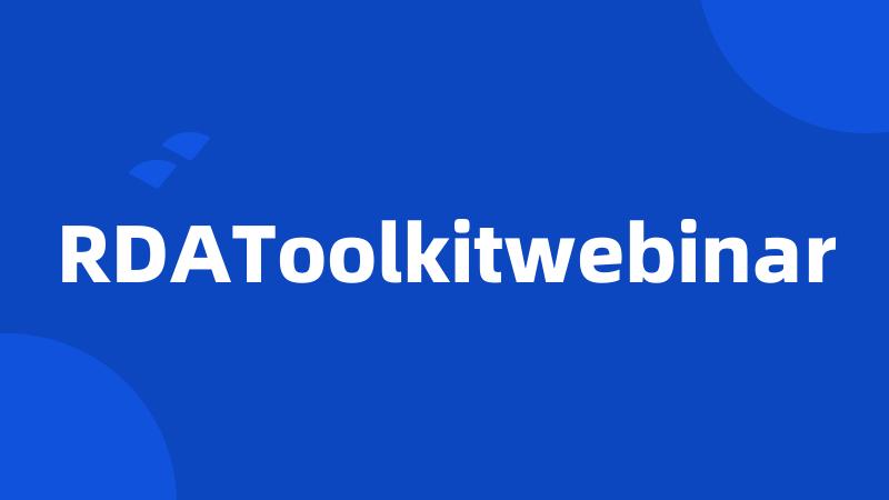 RDAToolkitwebinar