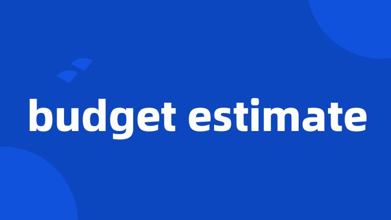 budget estimate