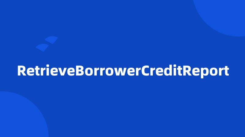 RetrieveBorrowerCreditReport