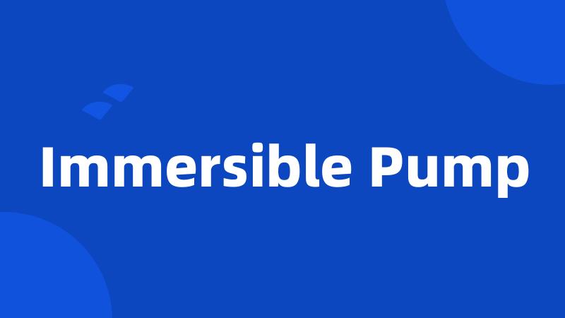 Immersible Pump