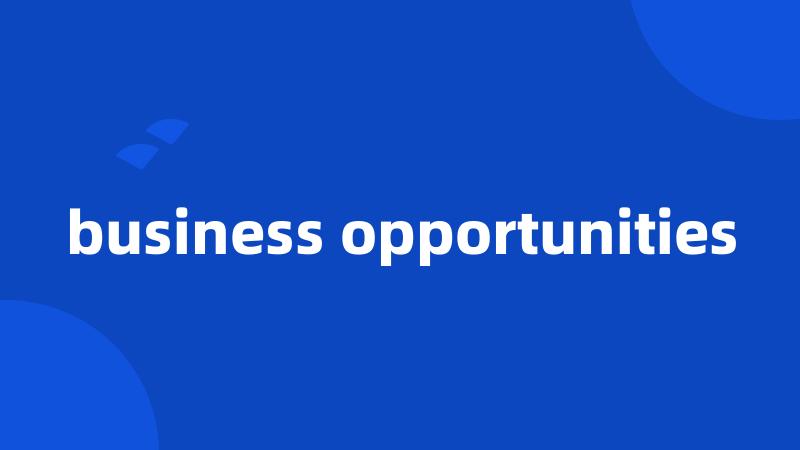 business opportunities